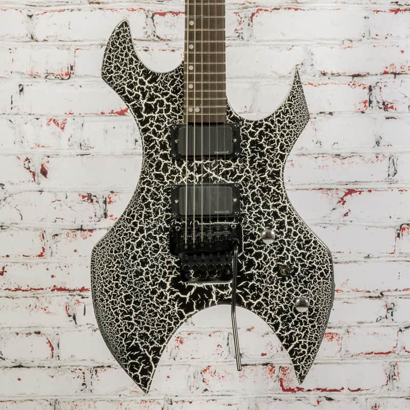 Unbranded Kit Built Warlock Style Electric Guitar Black w/ White Crackle Finish x8408 (USED) image 1