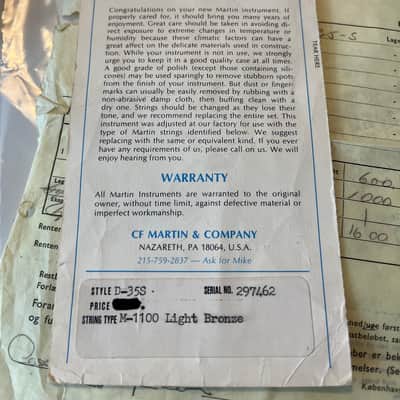 1972 Martin D-35S | One Family Owned Since New | Original Invoice | Factory Letter | Warranty Card | Original Case image 9