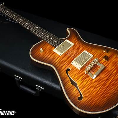 Knaggs Guitars Kenai Hollowbody in Hickory Burst with One-Piece Top image 3