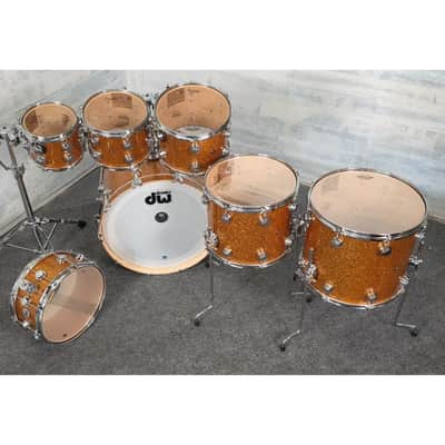 Used DW Collectors VLT 333 Maple 7pc Drum Set Burnt Orange Glass - Very Good image 9