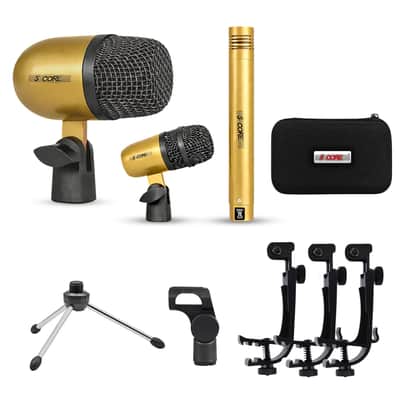 5 Core Conga Mic Snare Tom Microphone Drum Kit Condenser XLR Instrument Mics - Gold image 1