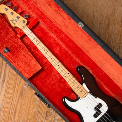 1975 LEFTY Fender Precision Bass Black with White Pickguard image 2