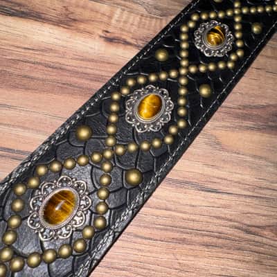 Carlino Orianthi black scale leather tiger eye with bronze 2025 - Black image 7