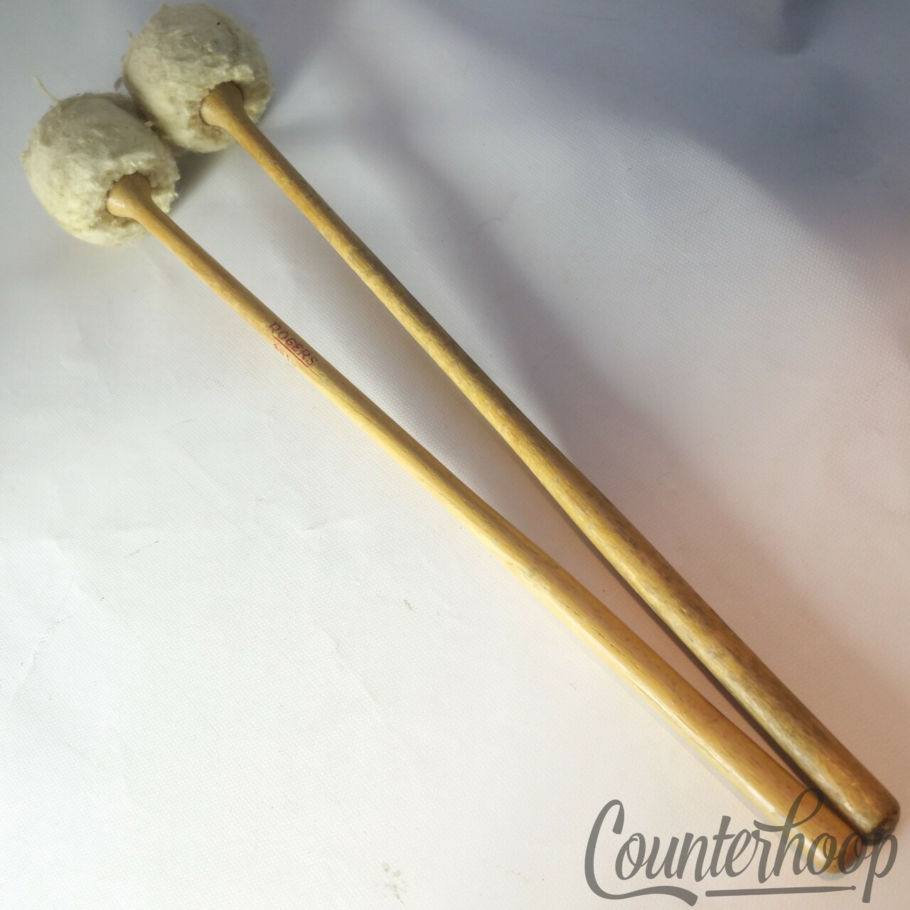Rogers 3814 Mallet Pair 2x Wood Handle White Felt Vintage 60s Xylophone Marimba — main photograph