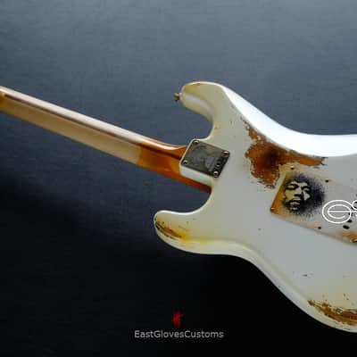 Fender Stratocaster Artist Series Jimi Hendrix Olympic White with Custom Hardcase Heavy Aged Relic image 3