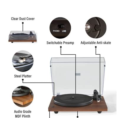 Crosley KT6101-WA K-Series Bluetooth Turntable System - Walnut-NEW image 9
