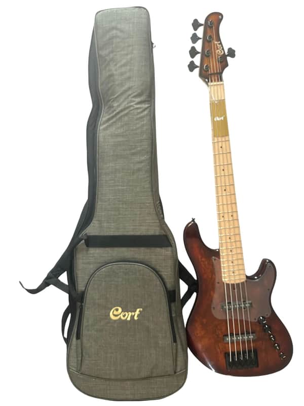 Cort GBFUSION5ABB GB-Fusion 5 Solid Alder Body Spalted Maple Top Hard Maple C Shape Neck 5-String Electric Bass Guitar w/Gig Bag image 1