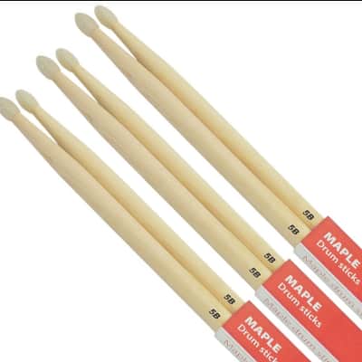 Chord Maple Drumsticks 5B NYLON TIP Bundle of 3 Pairs image 2