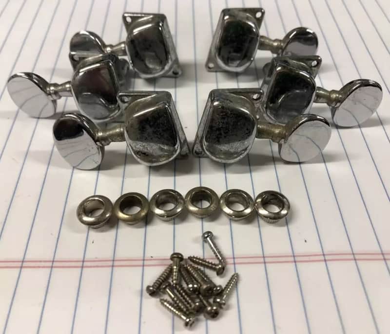 Vintage 3x3 Chrome Tuner Set With Ferrules & Screws image 1
