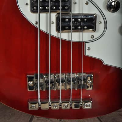 Duesenberg D-Bass Red 5 String Electric Bass With Custom Hardcase image 3