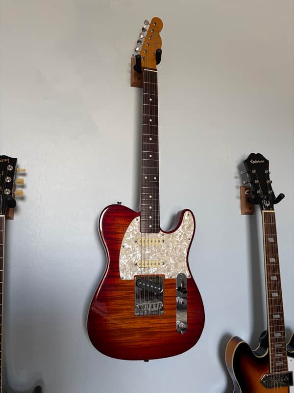 1995–96 Fender Japan TL-90D Foto Flame Deluxe Telecaster — Transparent Cherry — FujiGen MIJ