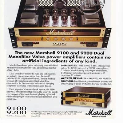 Marshall 9100 Dual Monobloc Guitar Power Amp 50 x 50 watt 1994 - Gold / Black image 13