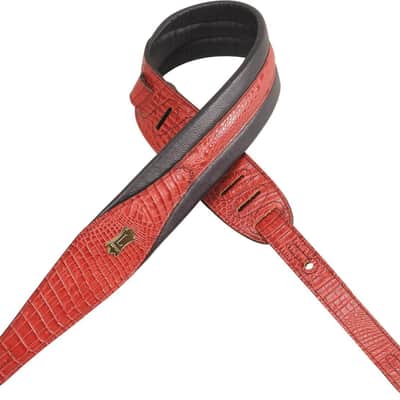 Levy's MSS100CR-RED Veg Tan Leather Imitation Crocodile 2.5" Guitar Strap