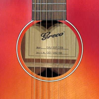 Greco GAJ-30 CSB Acoustic Electric Guitar - Cherry Sunburst w/Gig Bag image 7