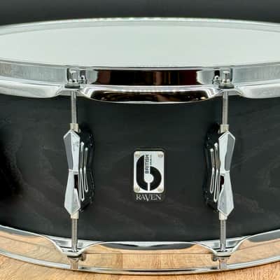 British Drum Company Raven 14x6" Birch / Ash 10-Lug Snare Drum - Black Ash Satin. Free Shipping image 3