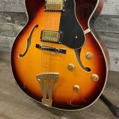 Washburn J5TSK Hollowbody Electric Guitar - Sunburst image 4