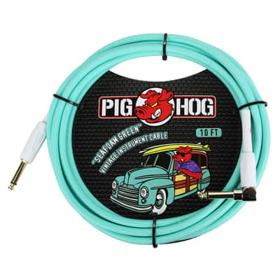 4 Pack Pig Hog PCH10SGR 1/4" Straight 1/4" Right-Angle Seafoam Green Instrument Cable - NEW image 2