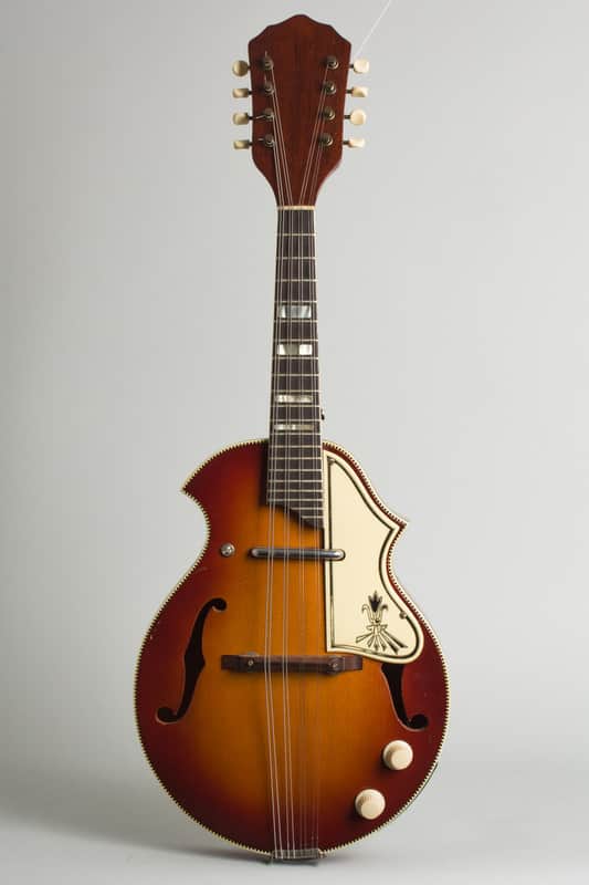 Florentine K-72 Hollow Body Electric Mandolin, made by Kay,  c. 1959, original grey chipboard case. image 1