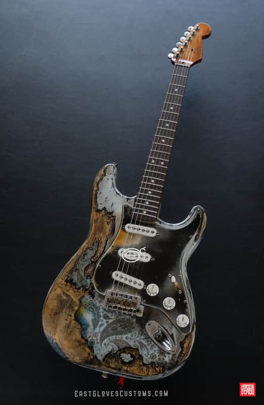 Fender Stratocaster 50th Anniversary White Marble Paisley Heavy Aged Relic by East Gloves Customs image 1