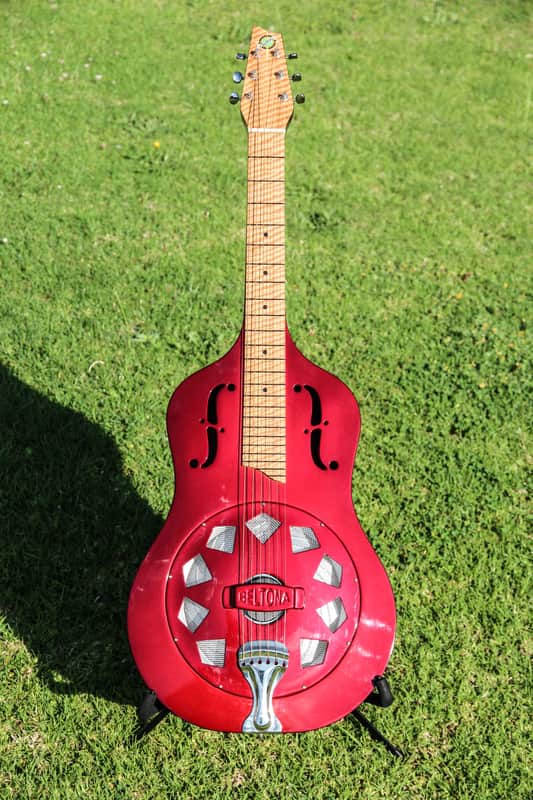 Beltona Pasifika Square Neck Single Cone Resonator Guitar 2009 Red image 1