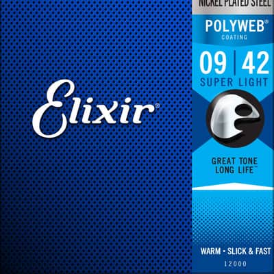 ELIXIR 12000 POLYWEB NICKEL PLATED STEEL ELECTRIC GUITAR 6-String (SUPER LIGHT 9-42) image 1