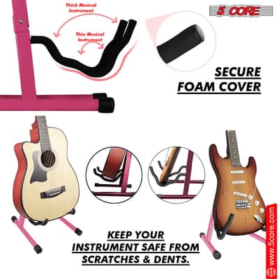5 Core Guitar Stand A Frame w Soft Foam Arm Non Slip Rubber for Acoustic Electric Bass image 4