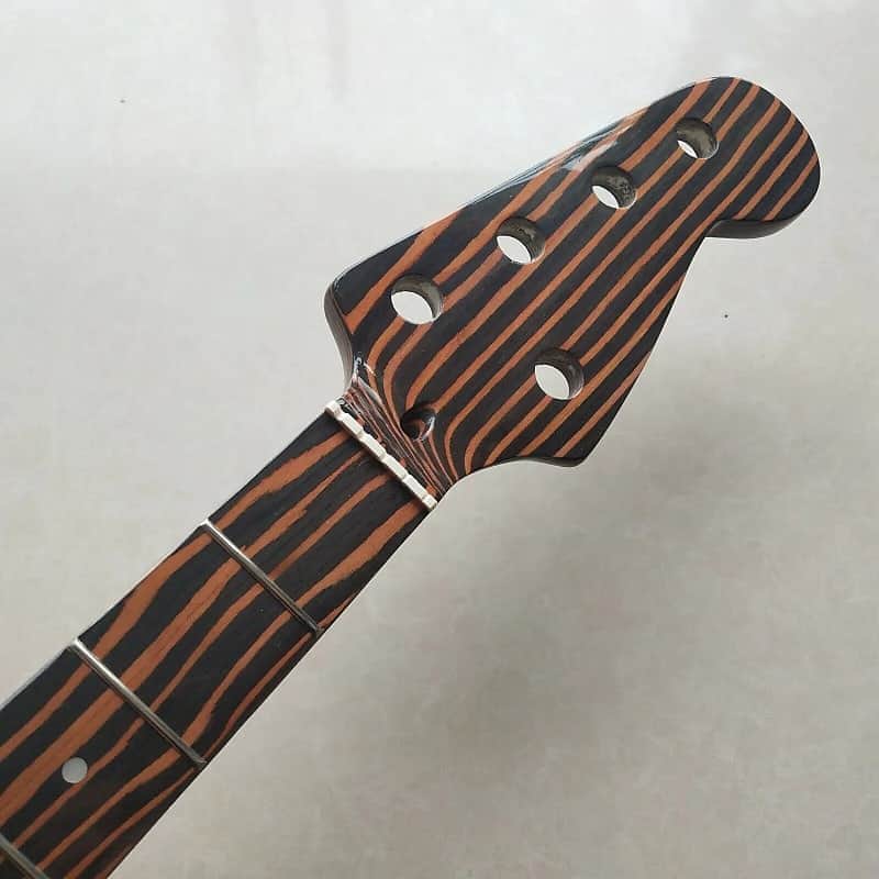 Zebra Wood 5 String Jazz Bass Style Neck, 20 Frets Fingerboard Fretboard image 1