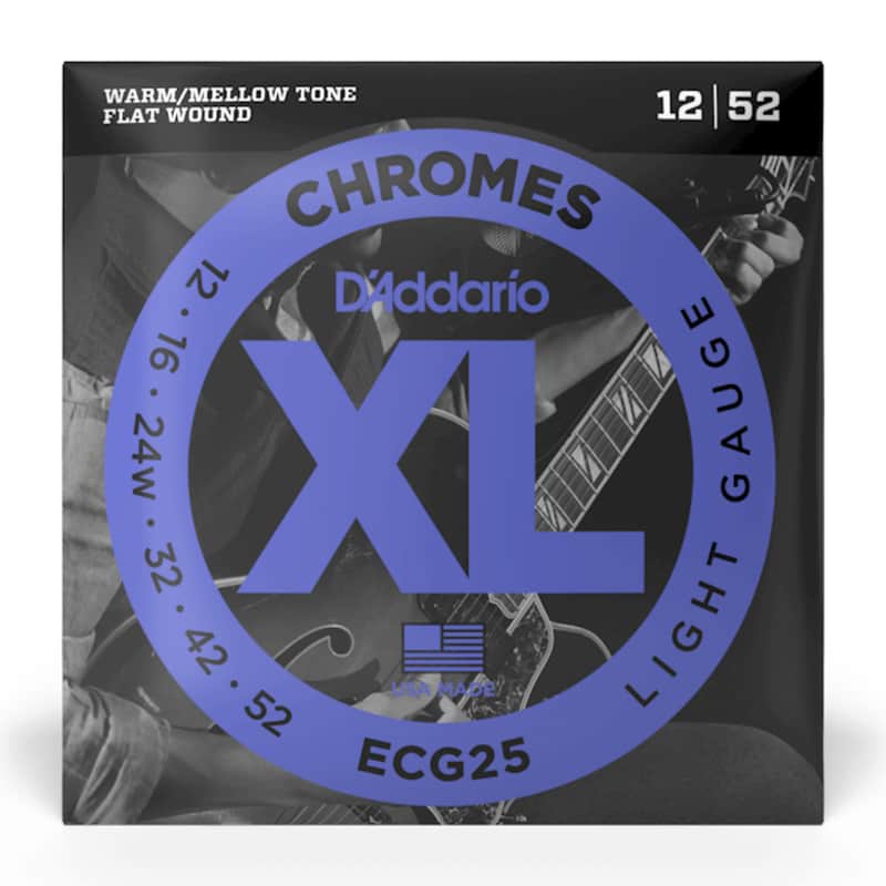 D'Addario ECG25 XL Chromes Flatwound Electric Guitar Strings, Light Gauge Standard image 1