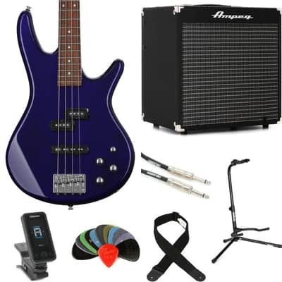 Ibanez Gio GSR200JB Bass Guitar and Ampeg Rocket Amp Essentials Bundle - Jewel Blue image 3