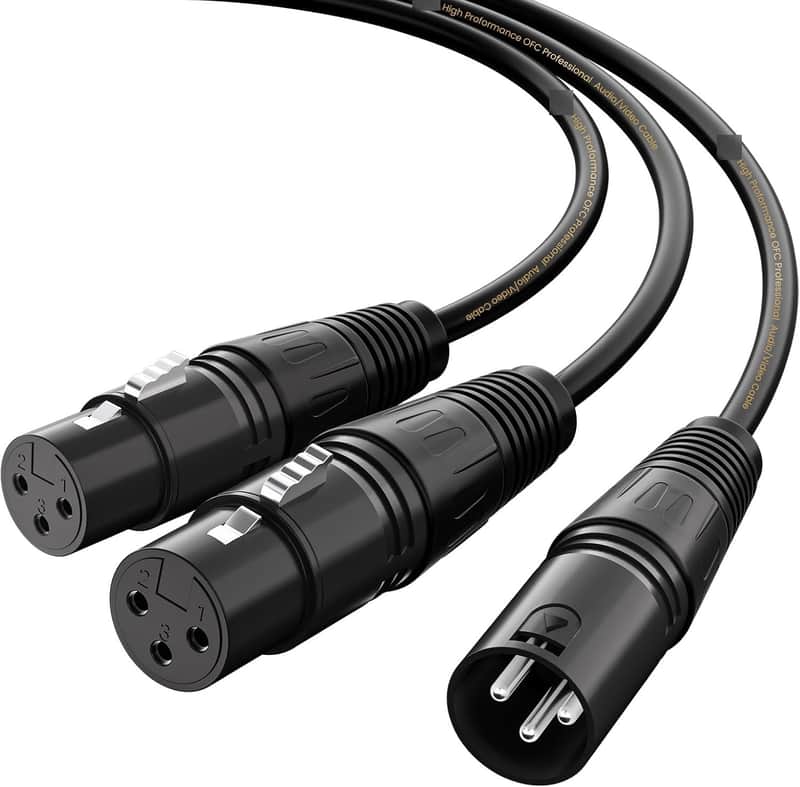 XLR Y-Splitter Cable, Dual Female XLR to Male Mic Combiner Y Cord Balanced Microphone Adapter Patch Cable (3 Pin 2 Female to 1 Male)-1.5 Feet image 1
