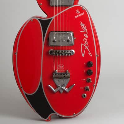 Wandre  Scarabeo Solid Body Electric Guitar (1965), molded plastic hard shell case. image 3