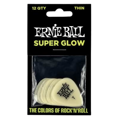 Ernie Ball Super Glow in the Dark Cellulose Guitar Picks, Thin, 12 Pack - 9224 image 3