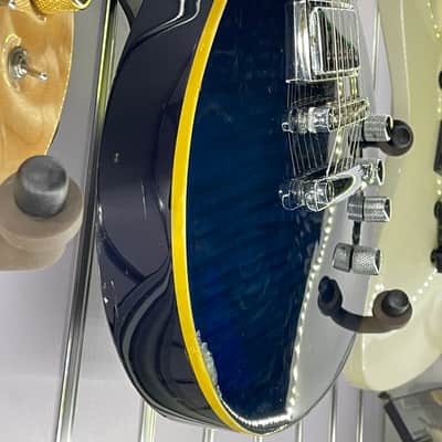 Non-Working Grover Jackson Charvel LP 1990s Japan Factory Trans Blue Flame Top Guitar Les Paul Style image 8