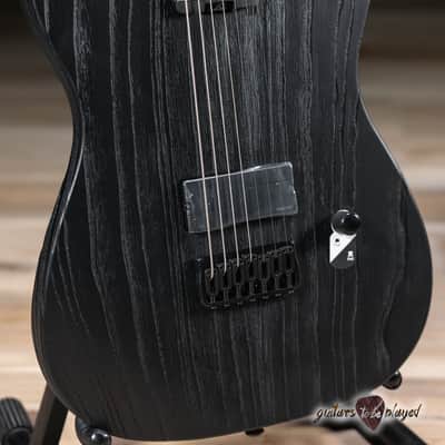 ESP LTD TE-1007 Baritone Swamp Ash Guitar – Black Blast image 3