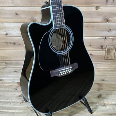 Takamine EF381SC Left Handed 12-String Acoustic Guitar - Black image 1