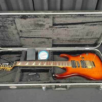 Ibanez EX370FM 1991 Transparent Amber Sunburst Flame Maple MIK w/ Hard Case image 3