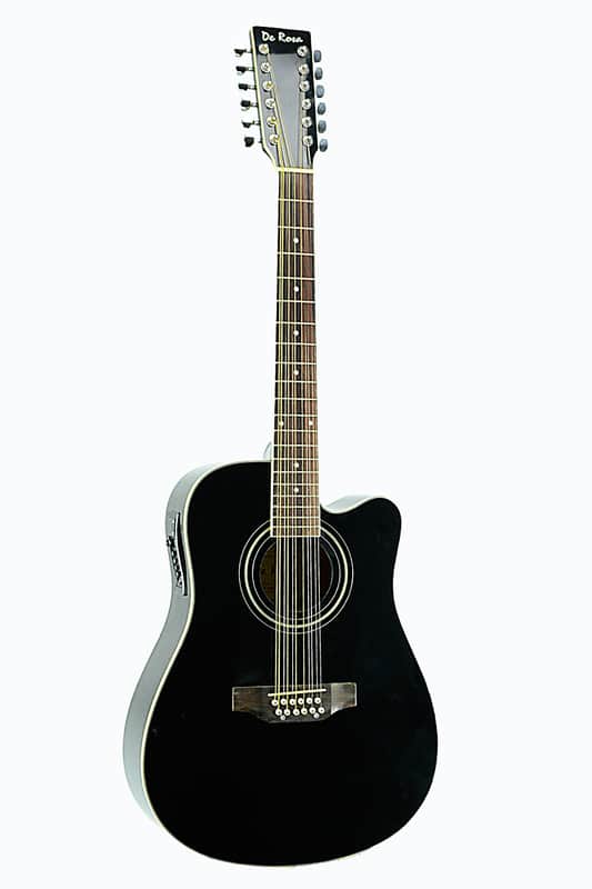De Rosa GACE41-AW12-BK Spruce Top Mahogany Neck 12-String Acoustic-Electric Guitar w/Gig Bag & Picks image 1