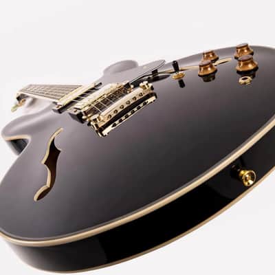 Vintage VSA500GBK ReIssued Semi Acoustic Gloss Black image 4