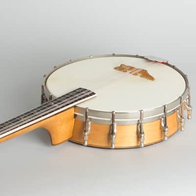 Bacon Orchestra Style B Mandolin Banjo, c. 1917, original black hard shell case. image 7