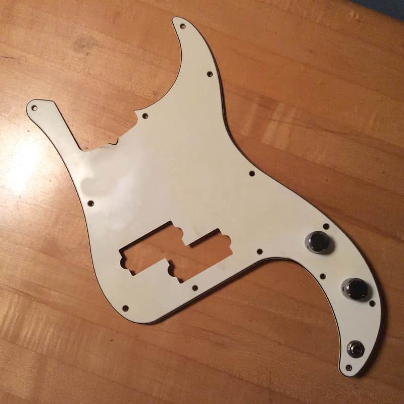 Vintage Fender Wired Pickguard loaded w original pots 1975 White P Precision bass image 1