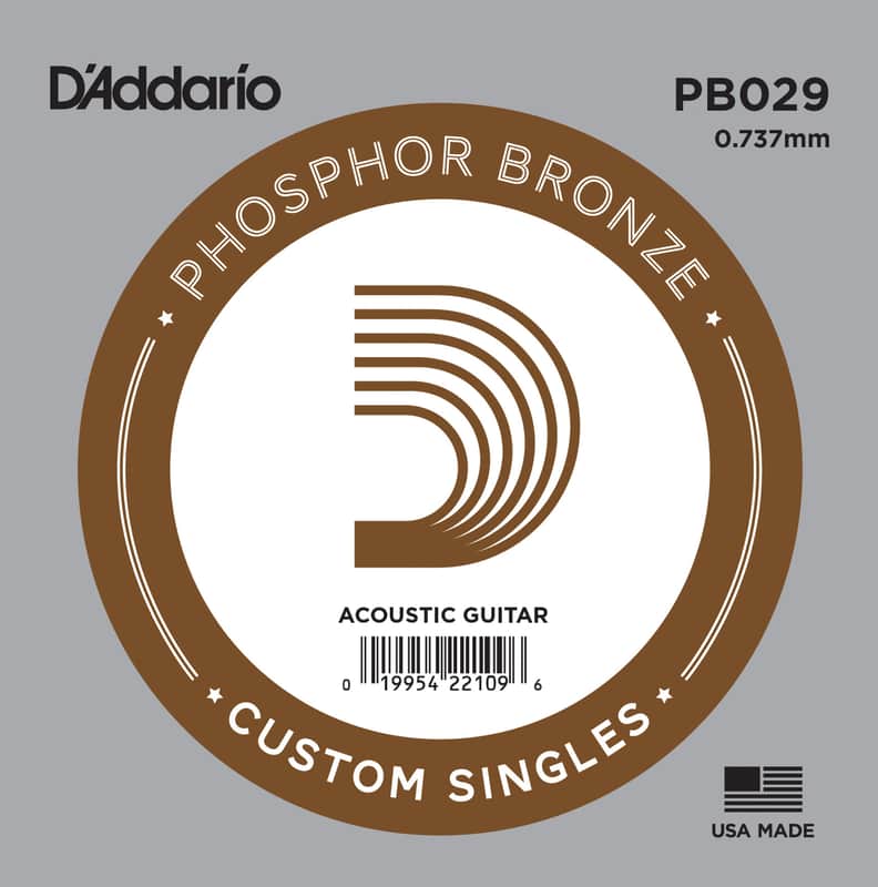 D'Addario PB029 Phosphor Bronze Wound Acoustic Guitar Single String .029 image 1