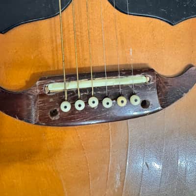 Vintage Tiesco Checkmate Guitar 1970 Sunburst 6 String Classical Flattop image 4