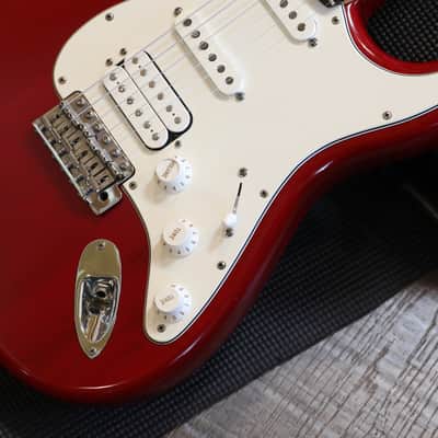 2002 Fender Highway 1 Stratocaster HSS Electric Guitar Transparent Dakota Red + OHSC image 6