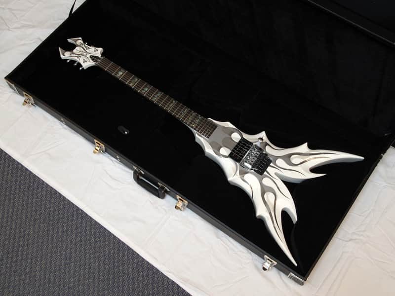 BC RICH Draco V Ghost Flame white electric GUITAR w/ HARD | Reverb