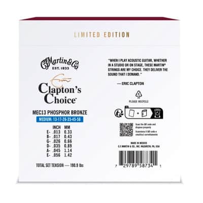 Martin MEC13 Clapton's Choice Phosphor Bronze Acoustic Guitar Strings Medium 13-56 image 2