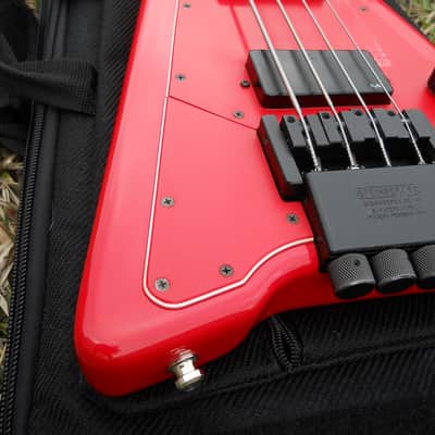 1987 Steinberger XP-2 4 String HEADLESS Bass Guitar, Active EMG's, ORIGINAL RED image 4