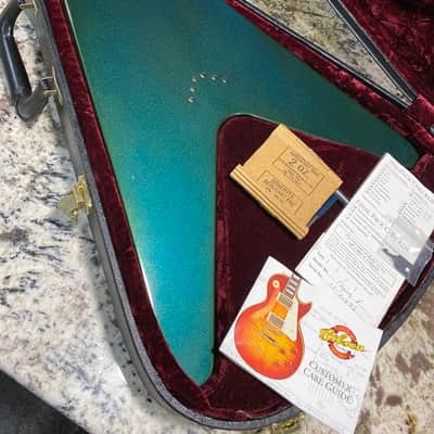Video! 2002 Gibson '58 Flying V Mahogany Satin Metallic Blue (Aged Green) image 12