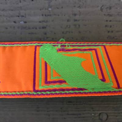 Vintage Circa 1981 Fender Guitar Strap in Rare Orange, Green Pattern! image 4