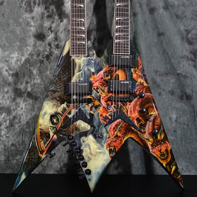 Dean Signature Dave Mustaine Megadeth DIADEM Double Neck Flying V Guitar Revelation Beast Graphic w Case image 1