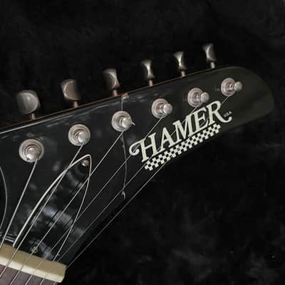 USA 2006 Hamer Korina Standard Explorer with rare checkerboard logo and original hardshell case SEE DESCRIPTION image 8